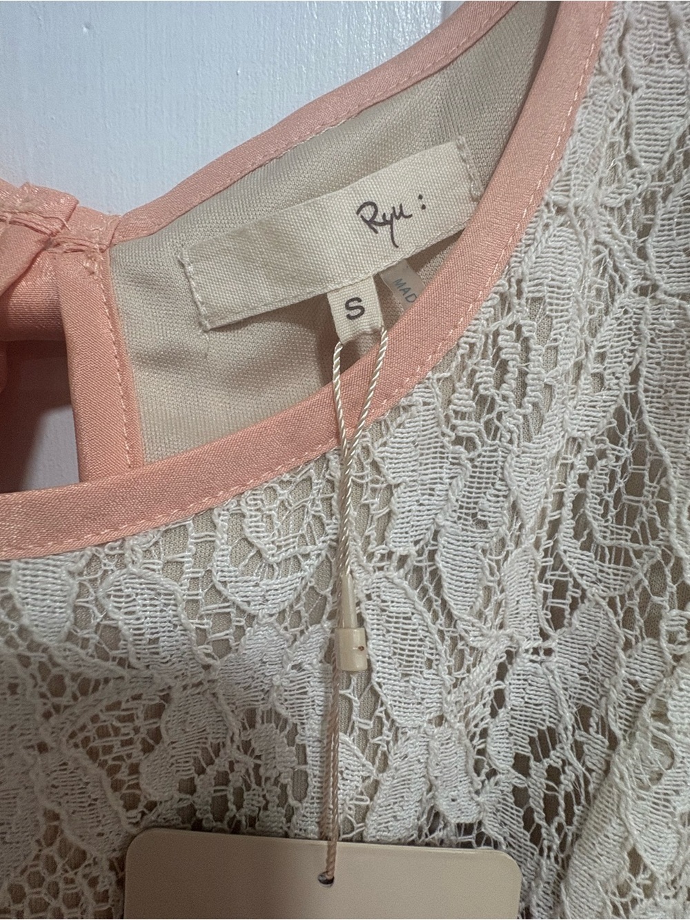Ryu Peach Lace Bodice Striped Skirt Dress - Picture 3 of 10